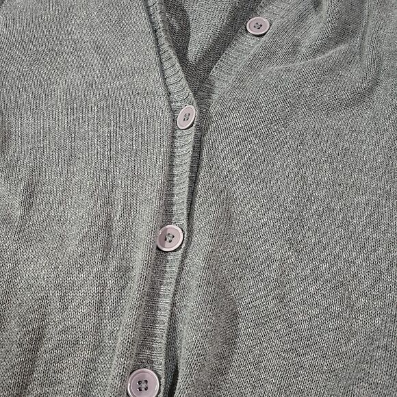 Long Cardigan Sweater Trench Duster SzS Y2K Button Hooded Gray Boho Chic Preppy - Picture 15 of 16